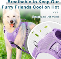 BARKBAY Dog Harness No Pull with ID Tag Pocket - Heavy Duty, Reflective, Easy Control for Large Dogs(Violet Purple,XL)