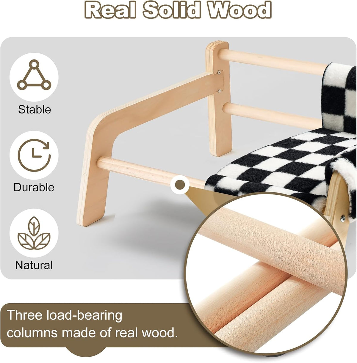 Elevated Cat Couch Bed for Indoor Cats - Black & White - image 4
