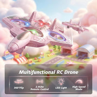 Foam RC Plane with 3 Drone Batteries and 3*AAA Batteries – Fun for Kids & Family - Pink - image 2