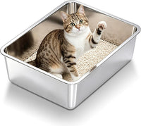 Stainless Steel Litter Box 2 Pack，Metal Litter Box - M-17×13×5.1"