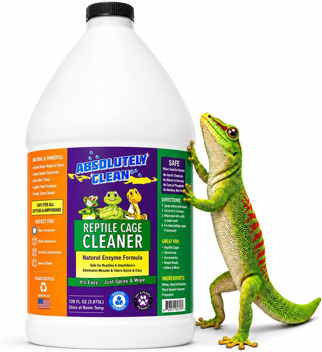 Absolutely Clean Amazing Reptile & Amphibian Terrarium Cleaner - 128 Fl Oz (Pack of 1)