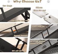 61" Dog Ramp for Bed, Pet Ramp with Removable Side Rail and Non-Slip Surface, Pet Ramp for Small & Large & Senior Dogs with Rest Platform and DIY Glow Strips,Dog Stairs for Couch,Black