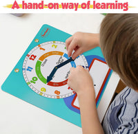 Large Magnetic Dry Erase Learning Clock for Kids Learn to Tell Time - Light Blue - image 2