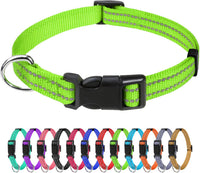 Small Dog Collar, Reflective Puppy Collar, 3/8" Width - Green / XS: 3/8"x(8-12")