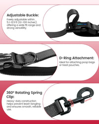 Hands Free Dog Leash, 5.1-8.9ft Crossbody Leash for Dog Walking – Essentials for Dogs - Black - image 4