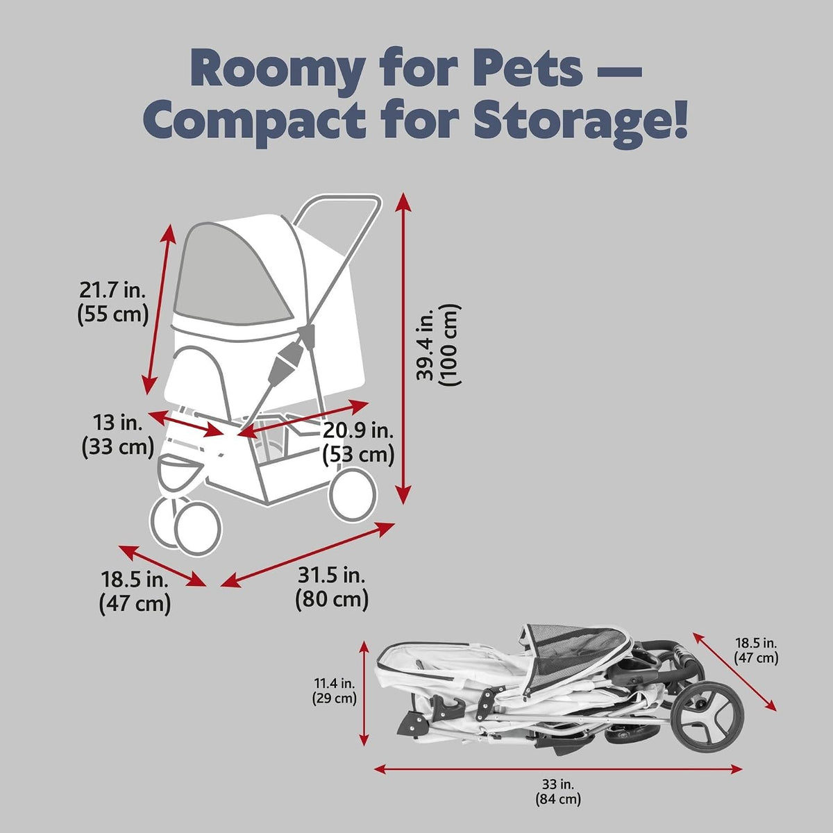 Trixie Foldable Pet Stroller for Cats and Dogs - Black - image 3