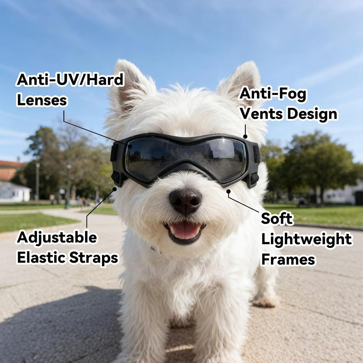 Dog Sunglasses for Extra Small Breed UV Protection Windproof XS Dog - Medium / Black - image 3