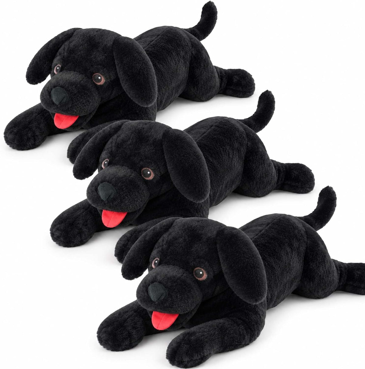 LotFancy Dog Stuffed Animals Plush - Black / 21 inch (Pack of 3)