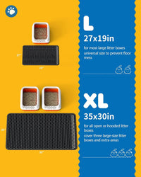 Powools Ultra-Large Cat Litter Mat, 27'' x 19", Double-Layer - 35'' x 30'' - 1 Pack / Black - image 2