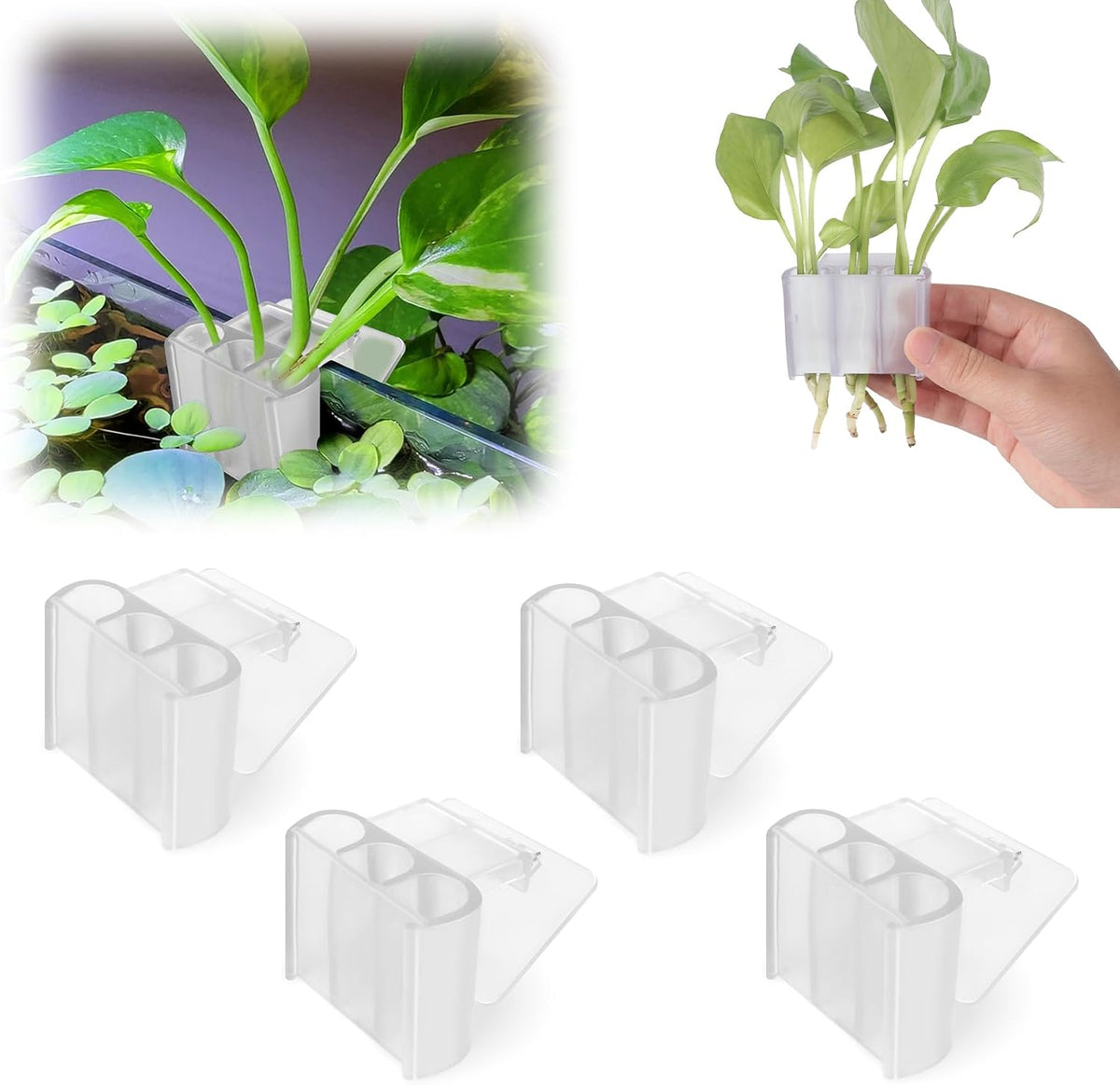 2 Pk Upgraded Aquarium Plant Holder - White 4