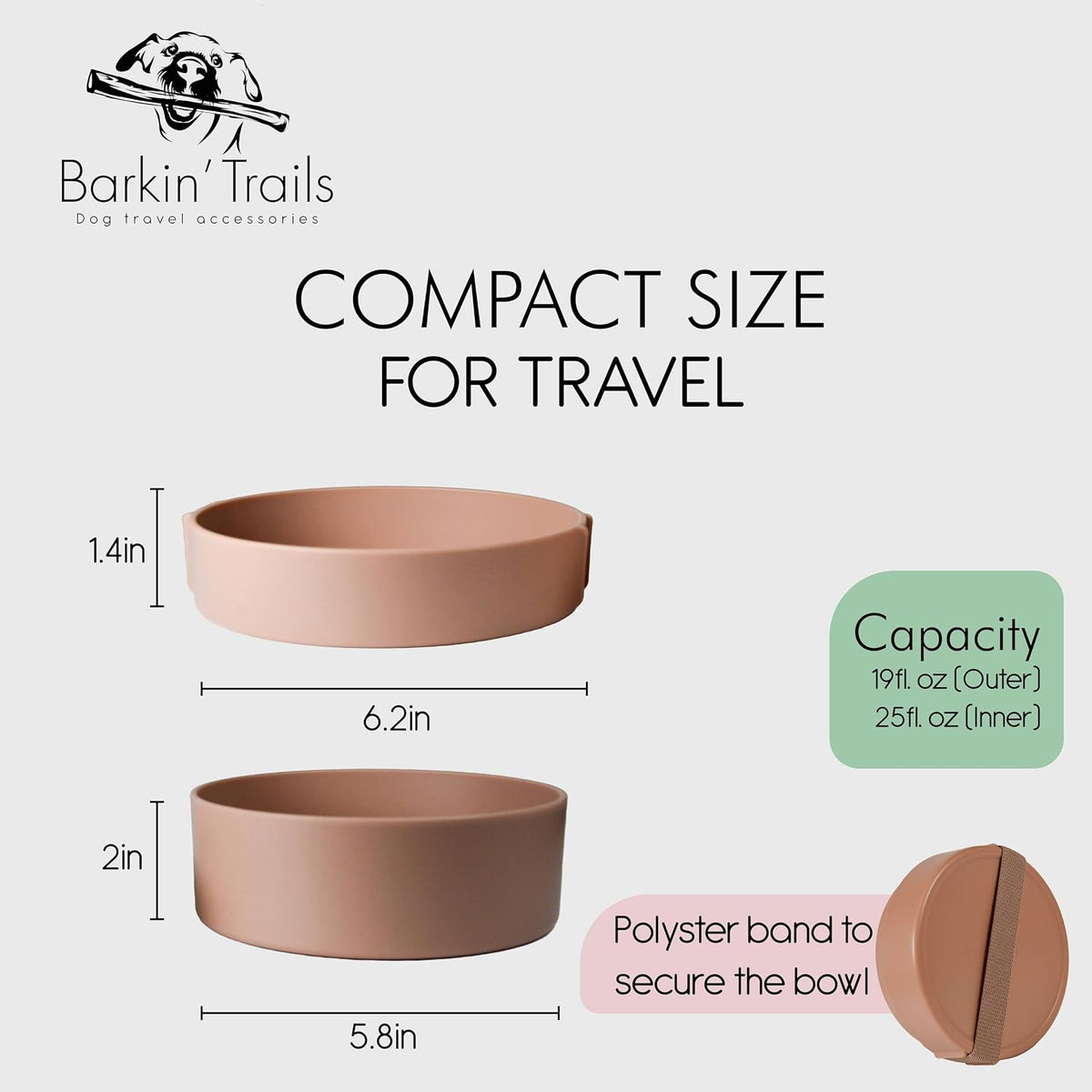 Barkin’ Trails Travel Dog Bowls, Portable Outdoor Water - Mocha - image 2