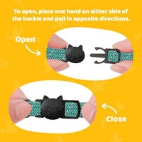 Reflective Breakaway Cat Collar with Bell, Safe Design - Green - image 4