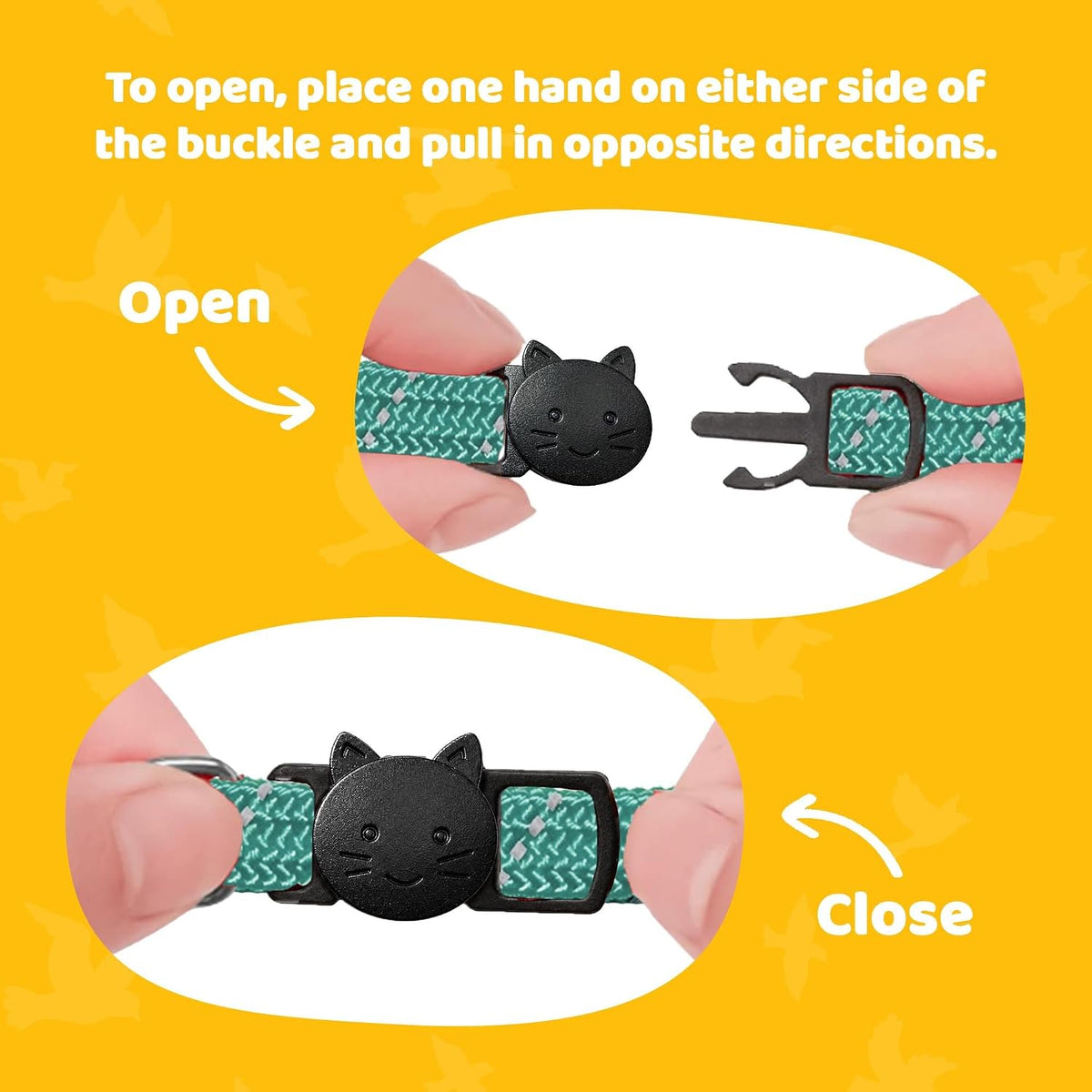 Reflective Breakaway Cat Collar with Bell, Safe Design - Green - image 4