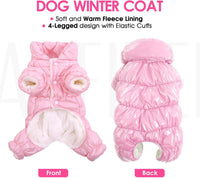 Dog Coat Waterproof Dog Jacket Fullbody Dogs Winter Coat Snowsuit – Essentials for Dogs - Pink / Small - image 3
