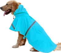 Large Dog Raincoat Adjustable Pet Water Proof Clothes Lightweight - Lake Blue / Medium (Pack of 1)