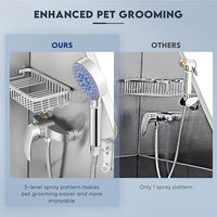 Dog Grooming Tub 62'' Dog Bathtub XL-Style Pet Bathing Tub Stainless Steel Dog Wash Station for Large Dogs Home Commercial with Faucet, Sliding Door