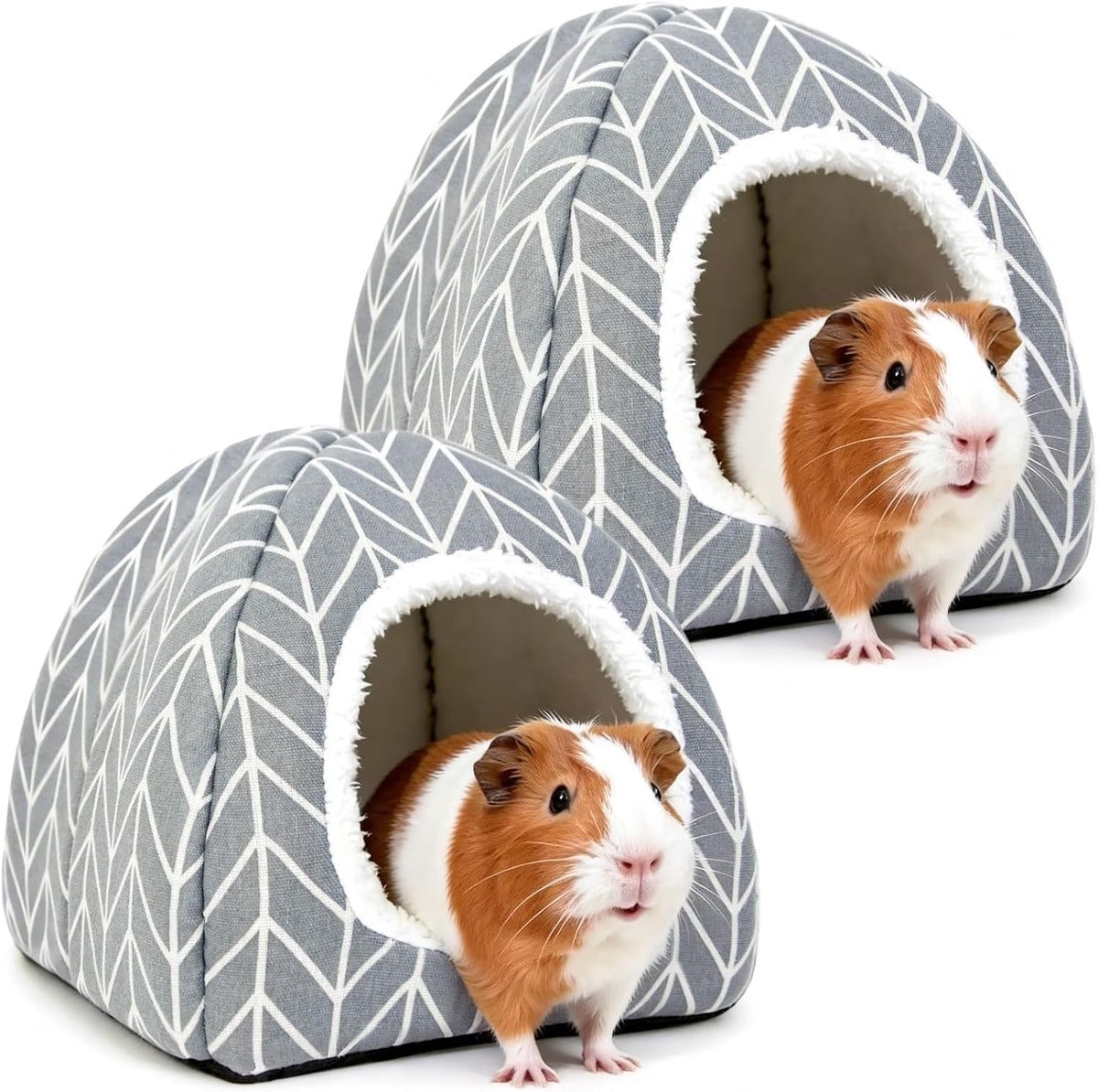 Guinea Pig Hideout Bed, Dwarf Rabbit House Cave – Daily Care for Small Pets - Grey+Grey