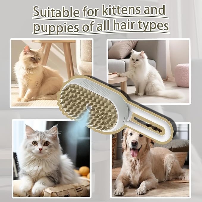 4 in 1 Cat Steam Brush Rechargeable pet spray comb Steam Brush for Cats and Dogs, Massage, Cleaning, Shedding & Combing Multifunctional Hair Removal Anti Static Grooming Tool for home (Pink)