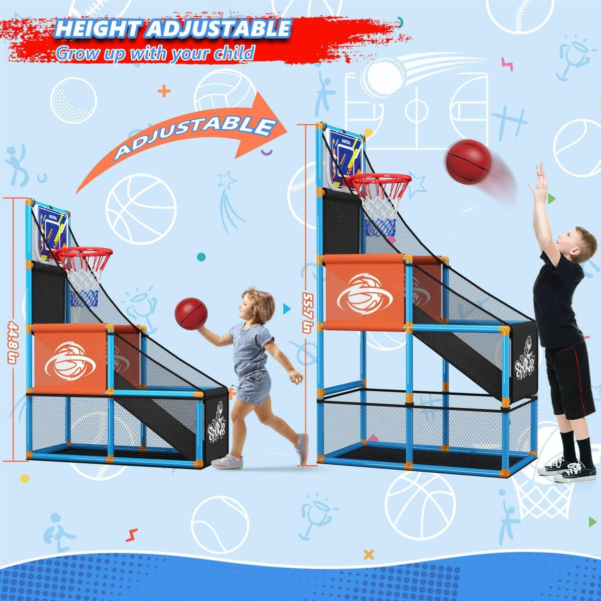 Arcade Basketball Game Set Boy Toys Indoor Outdoor Kids Basketball - Blue - image 3