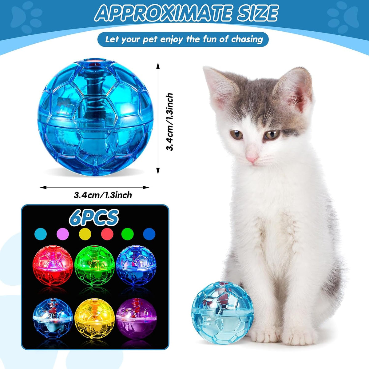 6 Pcs Cat Ball Ghost Hunting Light up Toy - Various Color / 6 - image 2