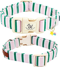 Elegant little tail Dog Collar - Pink&Green Strip / Small (Pack of 1) - image 3