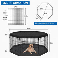 PEEKABOO Foldable Rustproof Dog Playpen with Door, 8 Panels 24"H – Essentials for Dogs - 8 Panels 24"H x 24"W Playpen+Bottom+Top Cover - image 3
