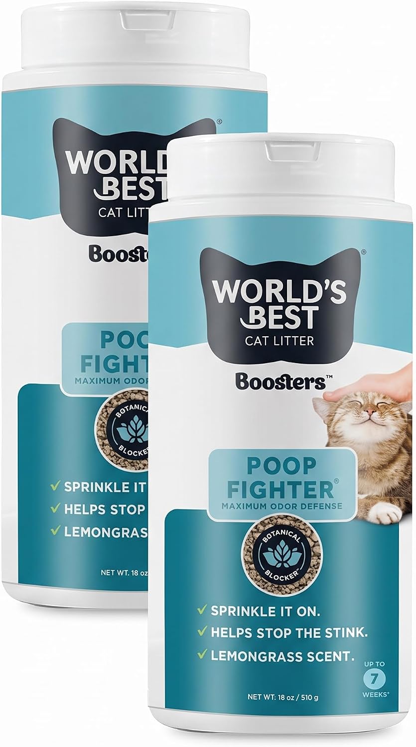 World's Best Cat Litter, Boosters Poop Fighter Additive - 18 OZ (Pack of 2)