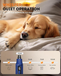 YABIFE 7-Speed Pet Nail Grinder with Light – Heavy Duty, Whisper Quiet Nail Trimmer for Dogs, Cats, Birds & Small Animals – Single-Handed Operation