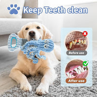 Squeaky Dog Toys for Large Dogs, Octopus Dog Toy Interactive Tug of War Dog Plush Toy to Keep Them Busy, Crinkle Dog Toy Plush Dog Toys (Blue)