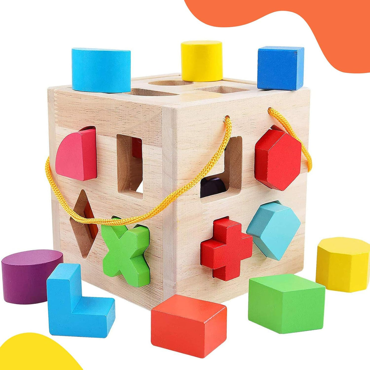 QZMTOY Shape Sorter Toys with 19 Shape Blocks – Fun for Kids & Family