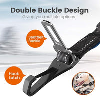 IOKHEIRA Dog Seatbelt, Updated Adjustable Harness Reflective Bungee Dog Car Seat Belt with Aviation Aluminum Alloy Rotatable Carabiner, Hook & Buckle
