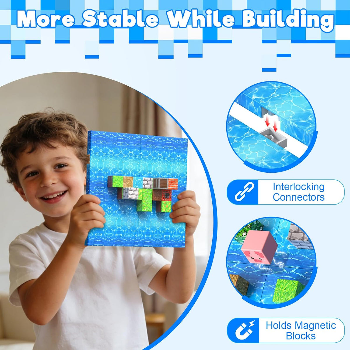 GraceDuck 300 PCS Magnetic Blocks, Magnetic Building Blocks - Blue - 4pcs - image 2