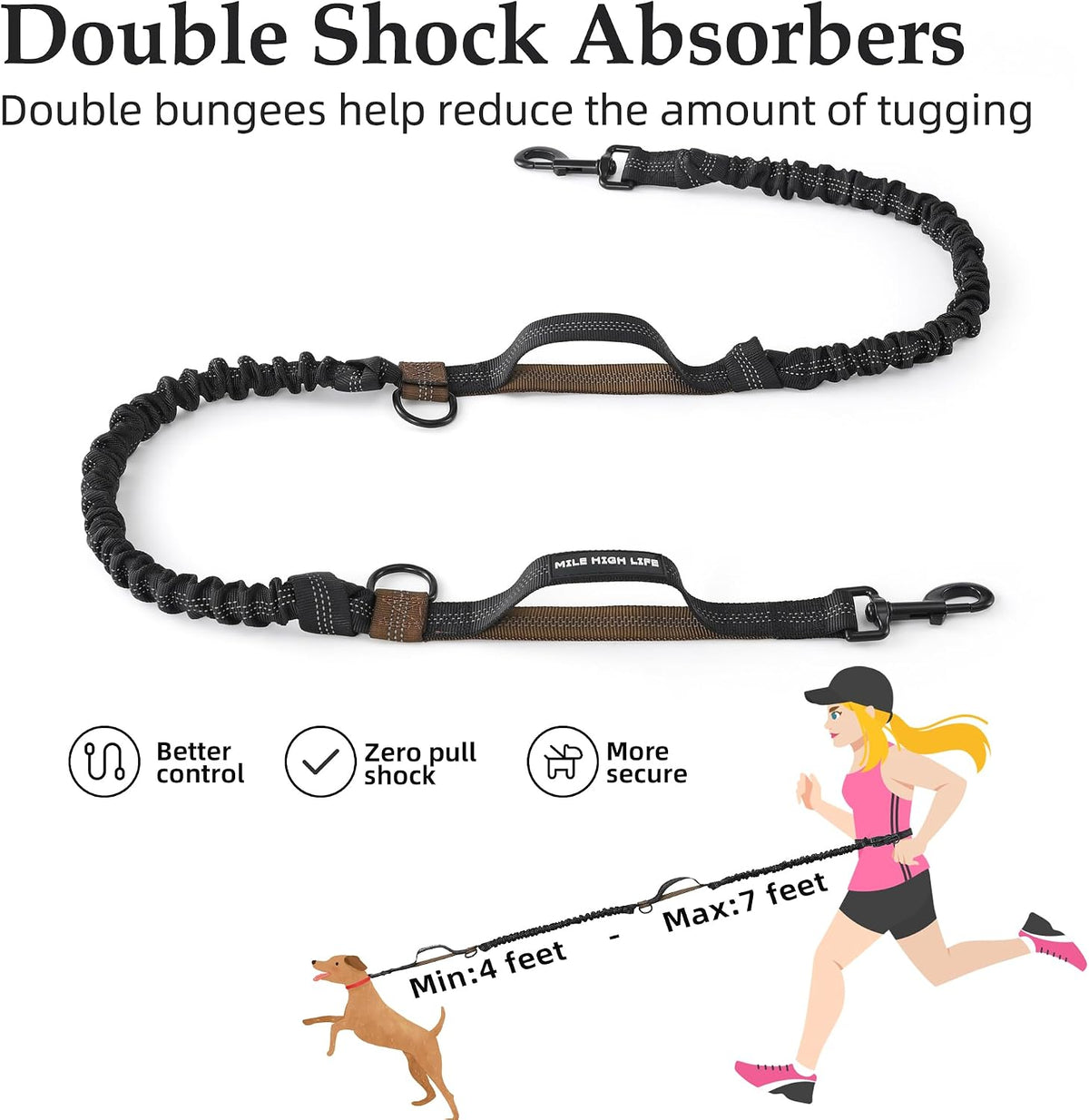 Mile High Life Hands Free Dog Leash - Black Brown / 7FT Hands Free - image 3