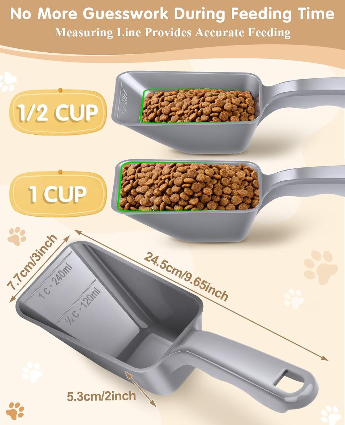 2-Pack Dog Food Scoop 1 Cup - Gray - image 3