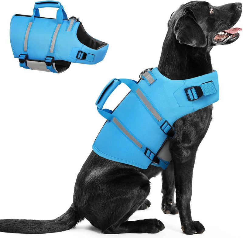 Large Dog Life Jacket, High Floating Dog Life Vest for Swimming – Essentials for Dogs - Blue / Medium