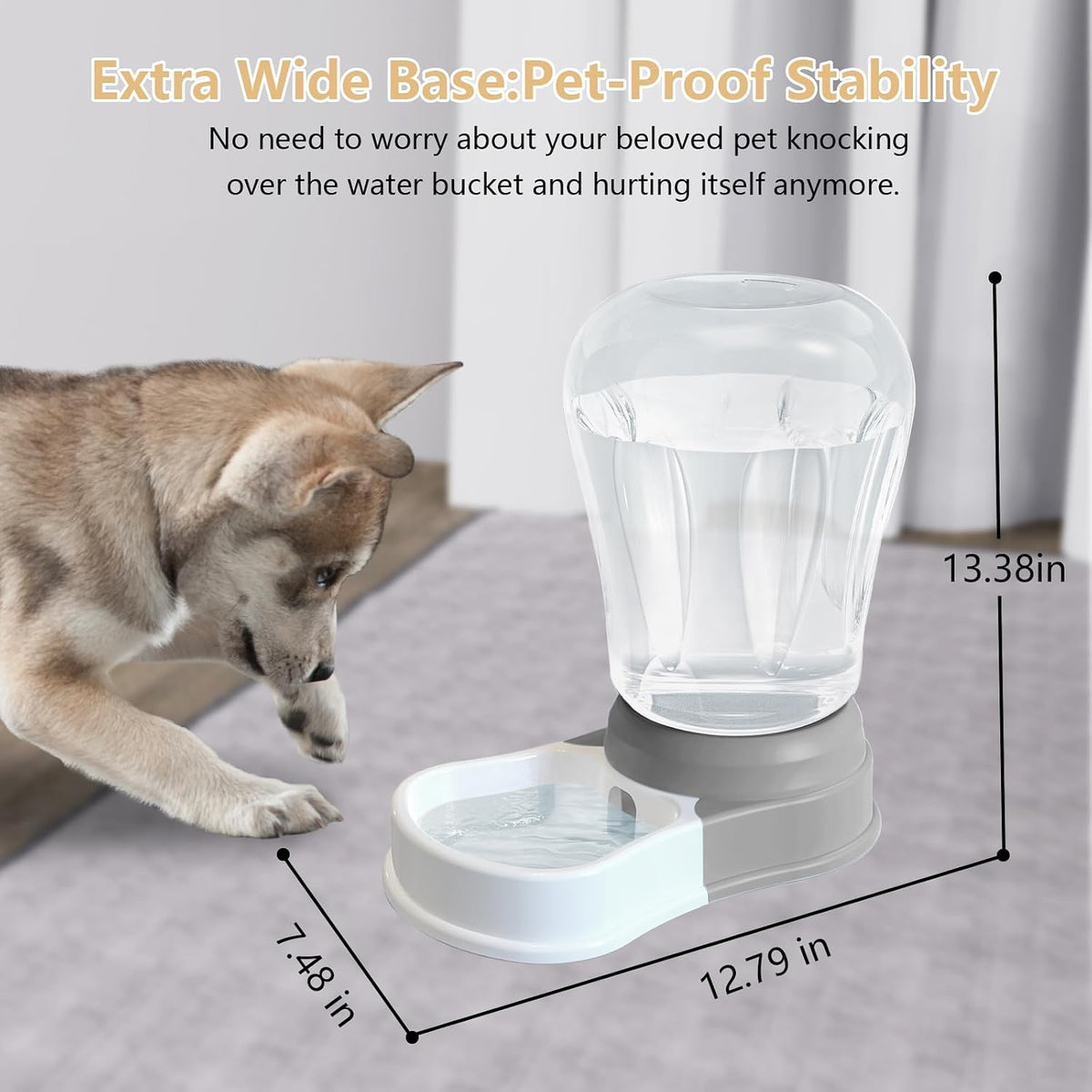 1.6 Gallon Automatic Gravity Dog Water Dispenser, BPA-Free, Grey – Essentials for Dogs - 1.6 Gallon - image 3