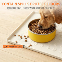 Silicone Pet Feeding Mat, Dog Cat Food Water Bowl Mat - Beige / 24"L x 16"W - image 2