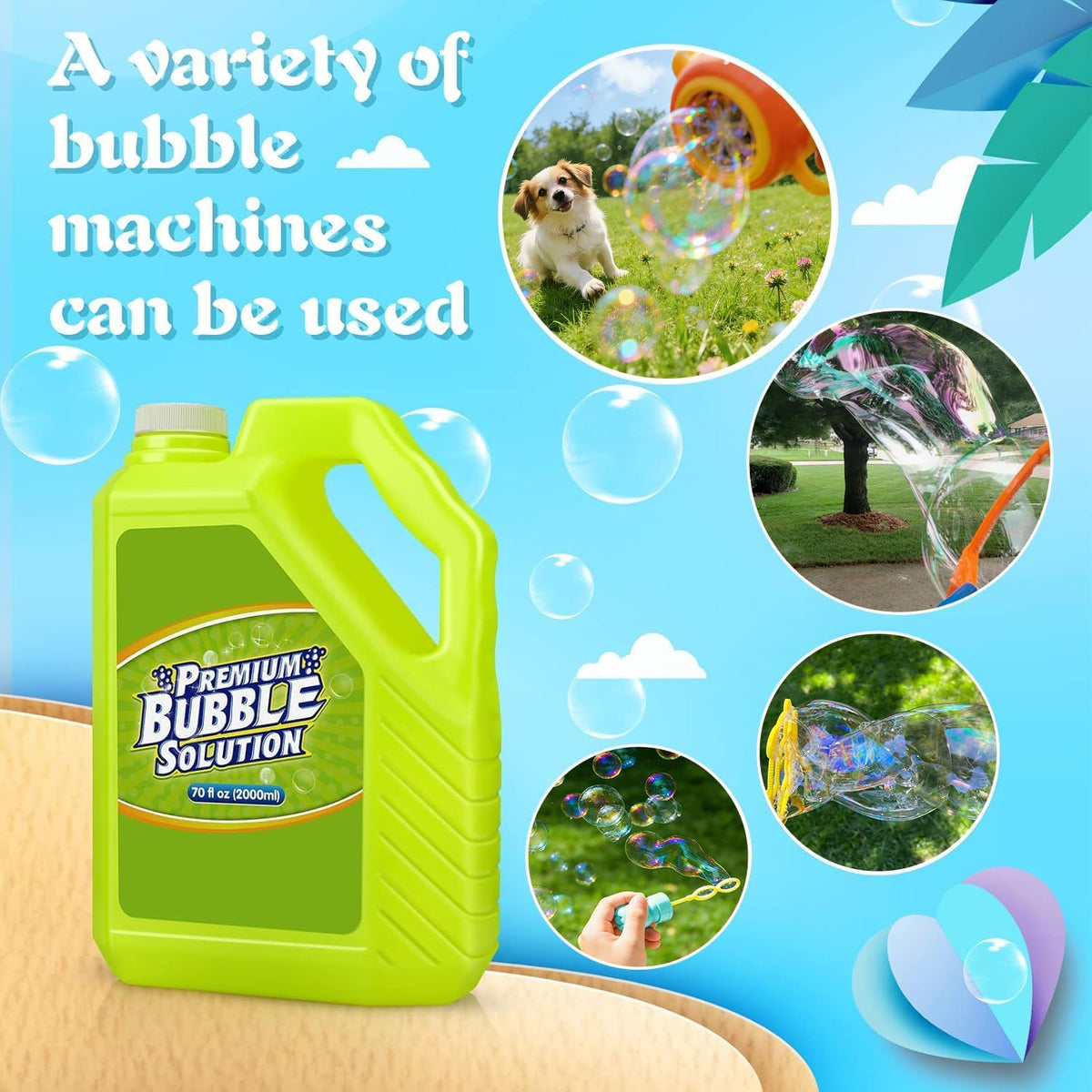 Bubble Solution Refill - 70 OZ Non-Toxic Pre-Mix Refill for Bubble Machine – Fun for Kids & Family - Green-70 Ounce - image 3