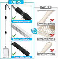 PINVNBY Stainless Steel Chicken Poop Scooper 3 in 1 Adjustable Long Handle Poop Scooper for Chicken(22.3" to 47.6") Multifunctional Chicken Coop Cleaning Tools Sifting Shovel Chicken Coop Accessories