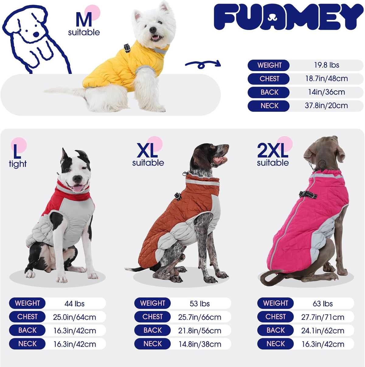 Dog Cold Weather Coats Reflective Dog Warm Jacket with Harness – Essentials for Dogs - Purple / L(chest:24in) - image 3