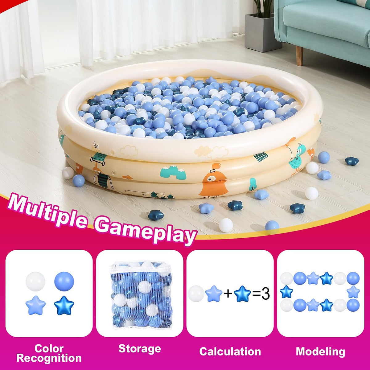 Realhaha Ball Pit Balls Star Shapes Plasticballs for Ballpit Playpen – Fun for Kids & Family - Pearl Blue Blue White / 100 - image 2