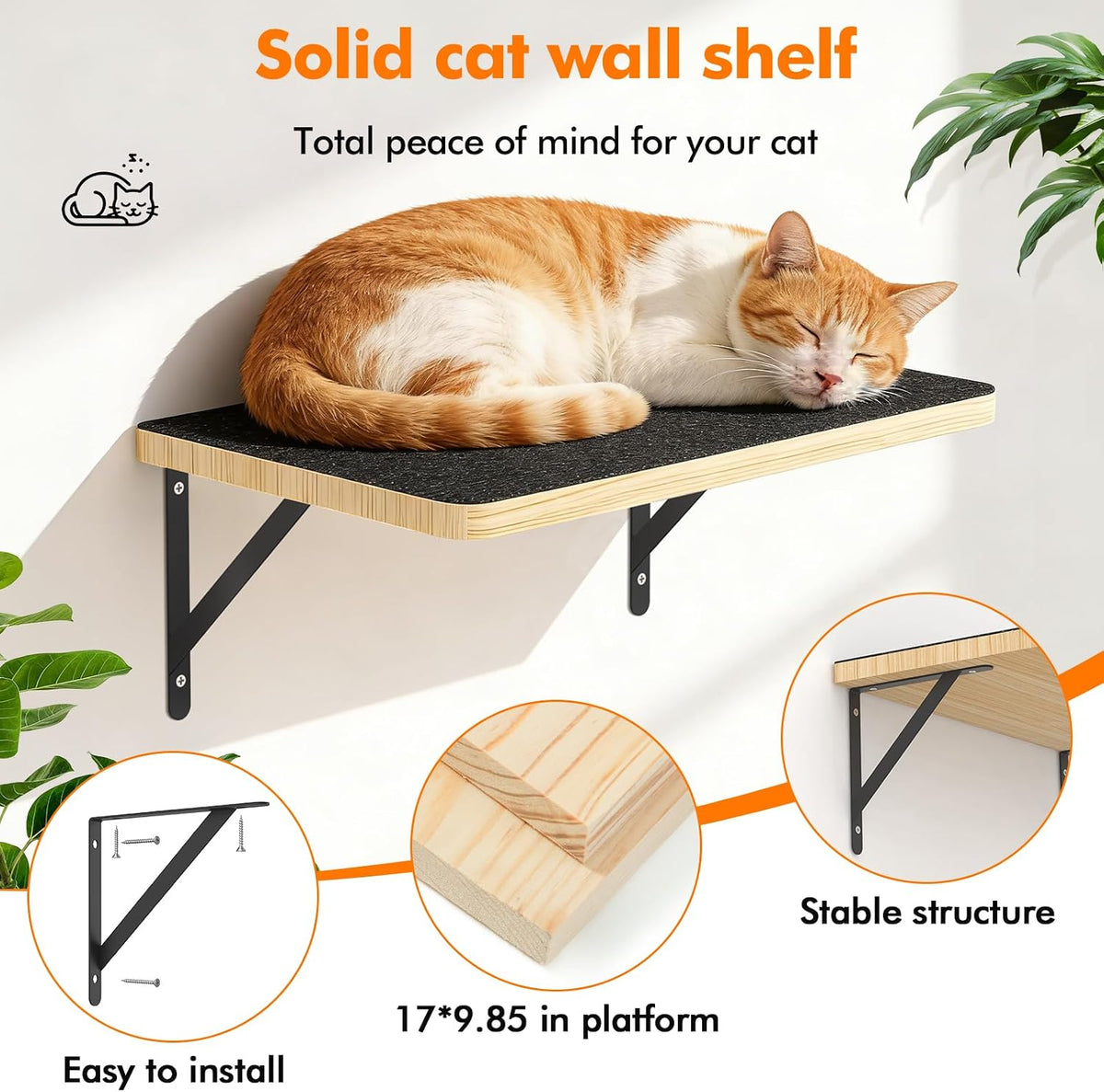 Cat Wall Shelves with 3 Steps - 2pcs Shelves - image 3