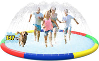 ODOSOLA large non-slip kids splash pad spraying water on a backyard lawn - view 2