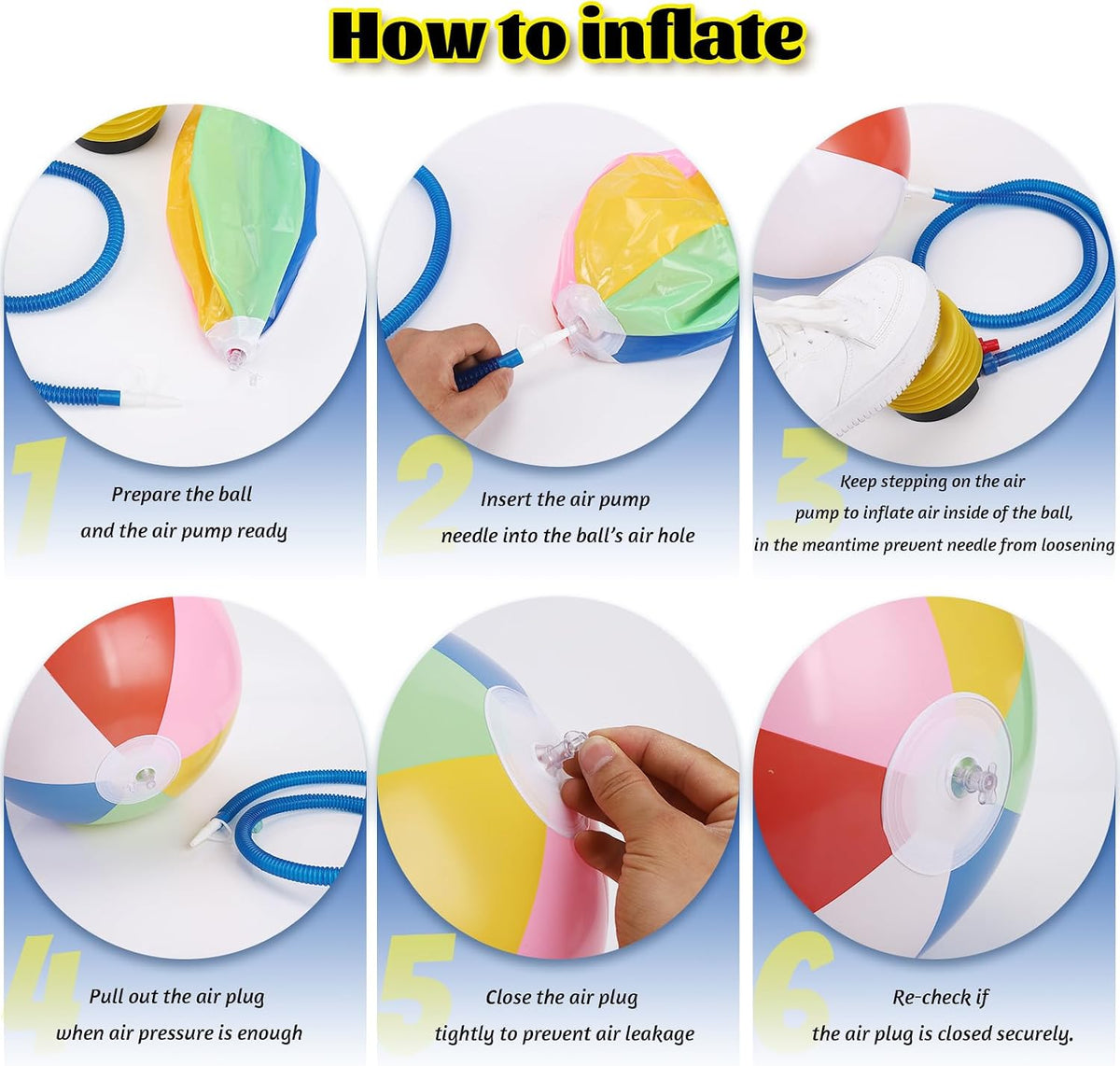 GRNVDWN 3 pack 24 inch inflatable rainbow beach balls - view 4