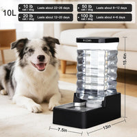 2.4Gallon Dog Water Bowl Dispenser for Dogs:Leak Resistant Waterer – Essentials for Dogs - Black with Lid / 10L - image 3