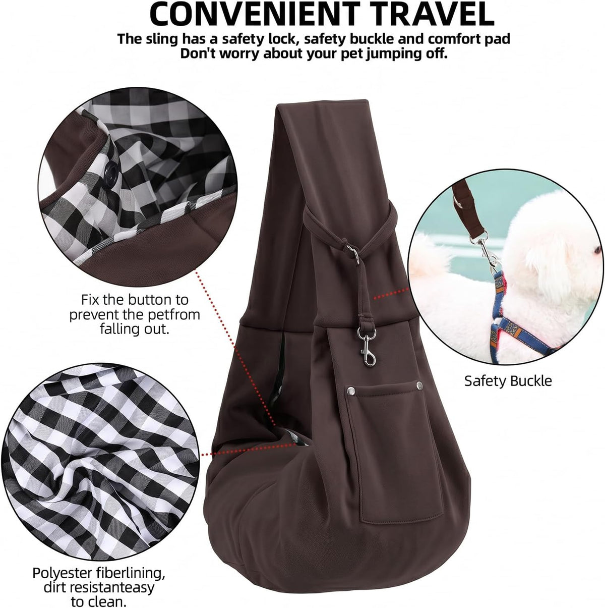 ARZQUT Dog and Cats Carrier Sling - Brown - image 4