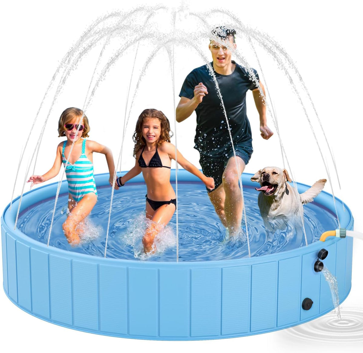 YSJILIDE 2-in-1 dog pool and sprinkler splash pad for large dogs, 63 x 12 inch - view 2