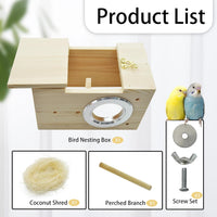 Parakeet Nesting Box Transparent Bird House Bird Nest Box for Cage - Wooden / [M:7.9 x 4.7 x 4.7 lnches] - image 4