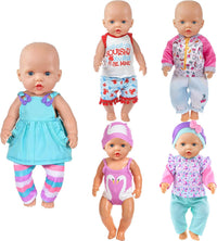 10 Sets Baby Doll Clothes and Accessories Include Rompers Outfits - 5 Sets Clothes