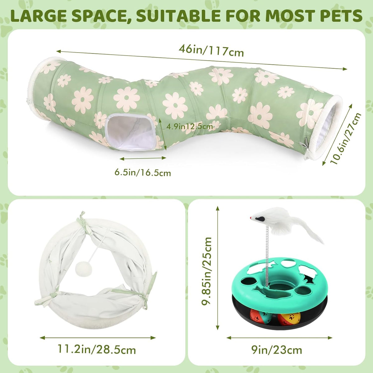Cat Tunnels for Indoor Cats - Green - image 2